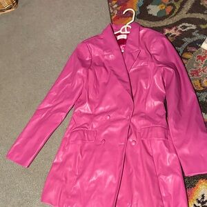 Pink Lily Fuchsia Double-Breasted Blazer